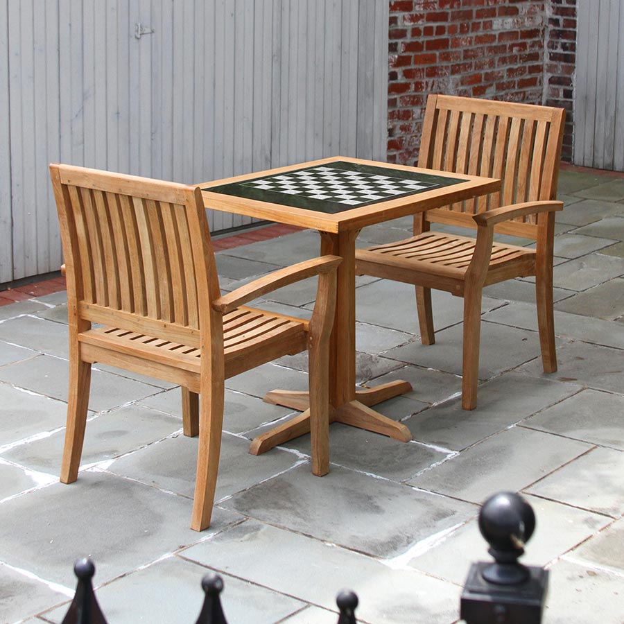 FOXHALL® TEAK + GRANITE CAFE CHESS TABLE