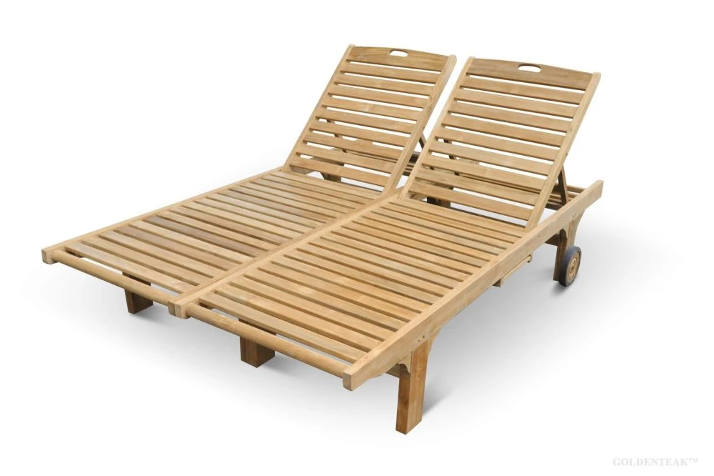 Teak Double Chaise Lounge – Frame Only