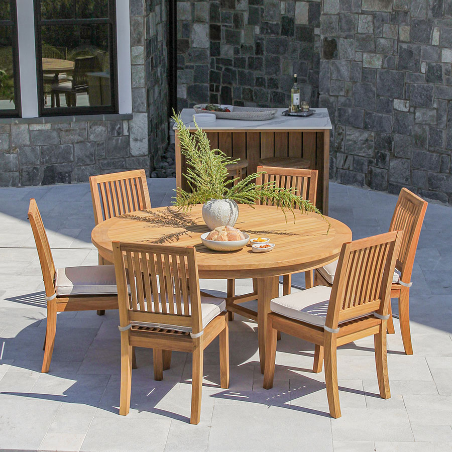 SENECA® 5 FT. ROUND TEAK DINING TABLE
