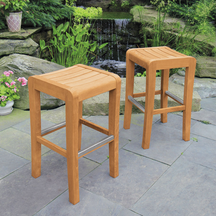 SHOREHAM TEAK BACKLESS BAR STOOL